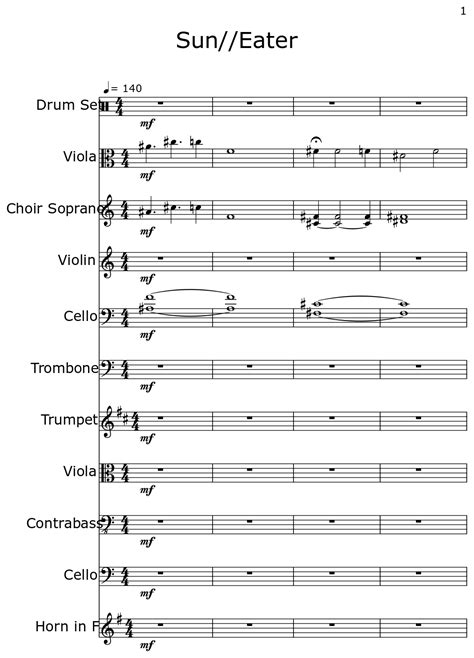 Sun Eater Sheet Music For Drum Set Viola Choir Tenor Violin