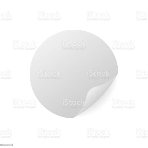 Round Blank White Paper Sticker With Peeled Off Corner Vector Mockup