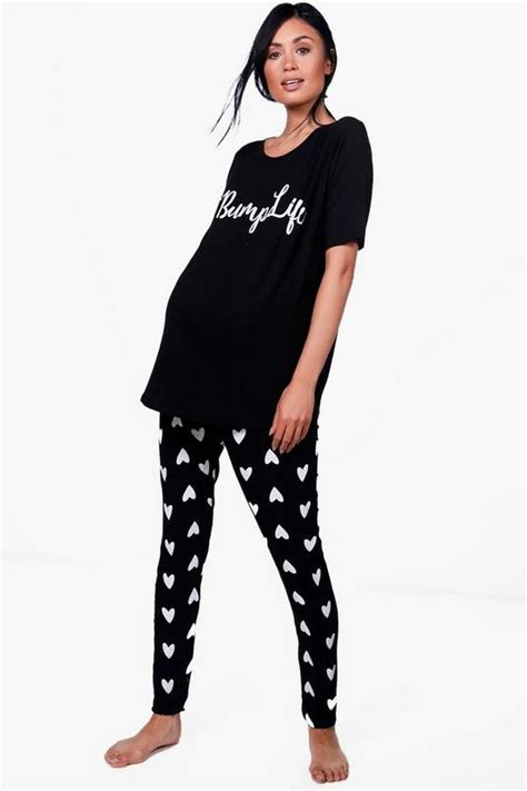 Maternity Bump Life Pyjama Set Boohoo Uk