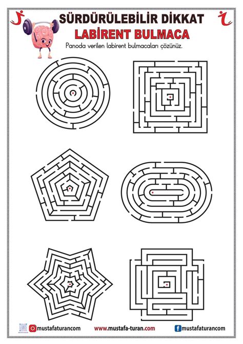 Labirent BulmacaEtkinlikleri Çocuklar İçin Akıl ve Zeka Oyunları