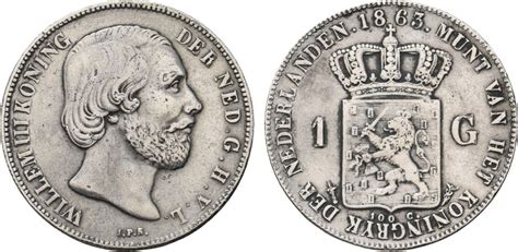 Niederlande Königreich 1 Gulden 1863 Wilhelm III 1849 1890 Kl