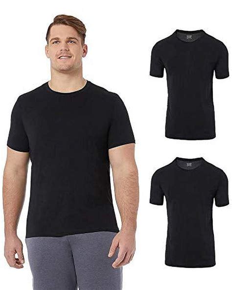 32 Degrees Cool Mens 2 Pack Active Breathable Nylon Air Mesh Short Sleeve Crew T Shirt Black