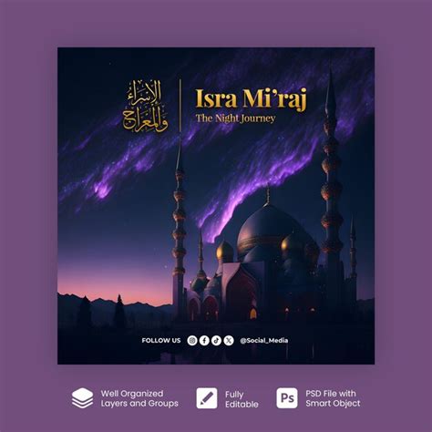 Premium PSD Isra Miraj Islamic Holiday Social Media Post Template