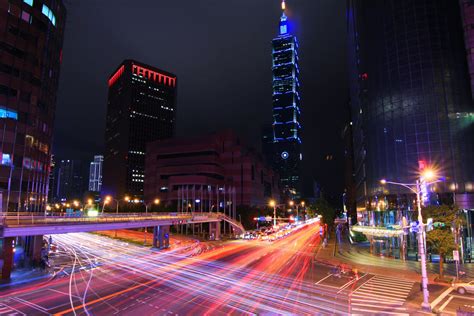 Download Taipei Road Time Lapse Skyscraper Building City Night Taiwan