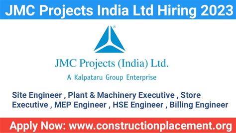 Jmc Projects India Ltd Hiring Mechanical Engineer Jobs Site