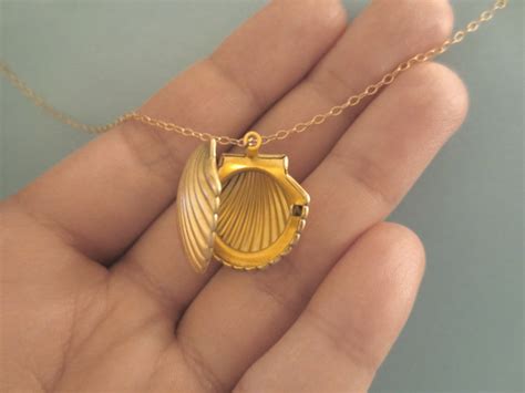 Gold Mermaid Shell Necklace Ariel Locket Photo Necklace - Etsy