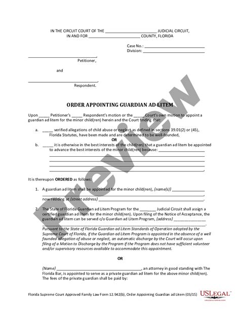 Order Appointing Guardian Ad Litem US Legal Forms