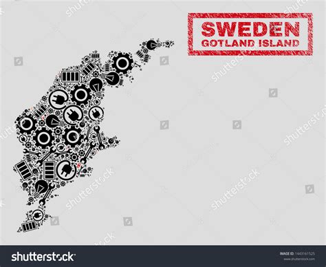 Composition Mosaic Electrical Gotland Island Map Stock Vector Royalty