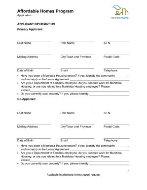 Fillable Online Application Form Affordable Homes Program In PDF