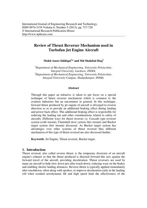 (PDF) Review of Thrust Reverser Mechanism used in Turbofan Jet Engine ...