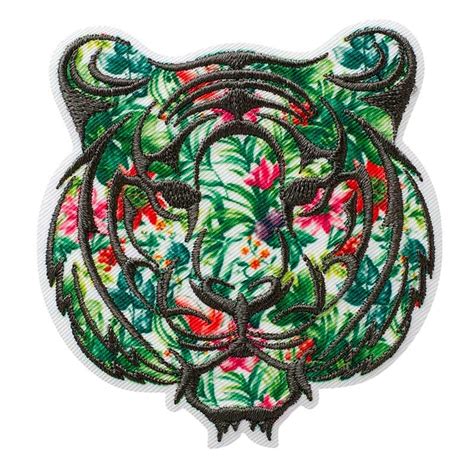 Patch écusson thermocollant Tigre fleuri Tissus Hemmers