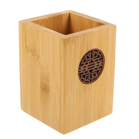 Pen Storage Box Multi Function Organizer Makeup Brush Holder Bamboo