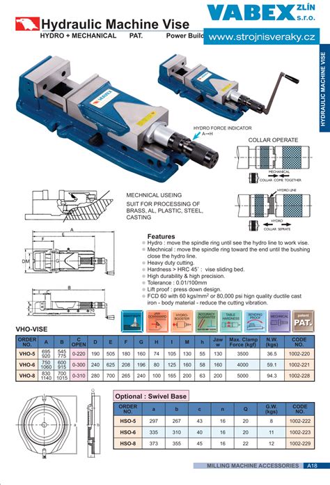 Hydraulic Machine Vise Vho