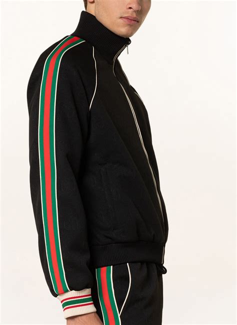 Gucci Trainingsjacke Gg Mit Galonstreifen In Schwarz