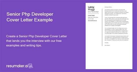 Senior Php Developer Cover Letter Examples Template 20 Tips