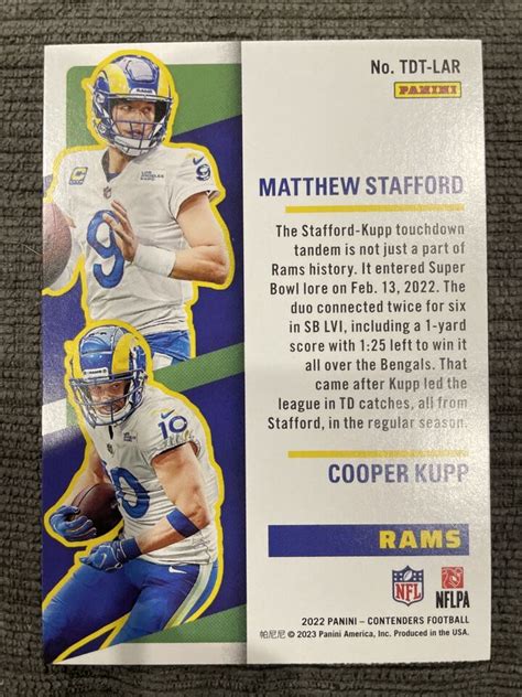 Matthew Stafford Cooper Kupp Panini Contenders Touchdown Tandems