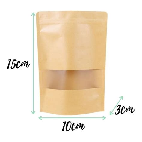 Saco Kraft Stand Up Pouch C Visor Zip Lock 10x15x03 C 50 Unidades