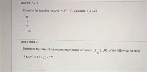 Solved Consider The Function Z X Y Xy Yx Calculate