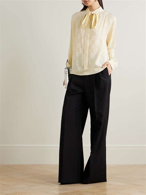 Givenchy Pussy Bow Satin Jacquard Blouse Net A Porter