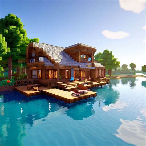 AI minecraft vacation lake house 3 by JA2H on DeviantArt