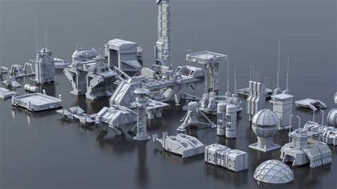 Sci Fi Building Dressing Kitbash Pack 3D Model By Bearg