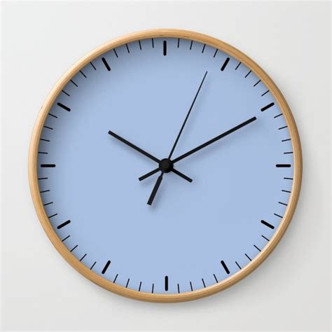 Blue Wall Clock With Wood Frame , Modern and Classic Clock , Minimal ...