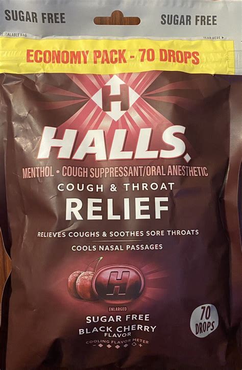 Halls Economy Pack Black Cherry Cough And Throat Relief Sugar Free 70