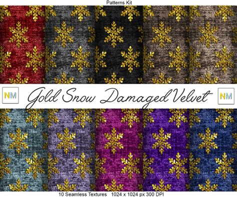 Second Life Marketplace Gold Snow Damaged Velvet Patterns Kit 10 Seamless Textures Nm