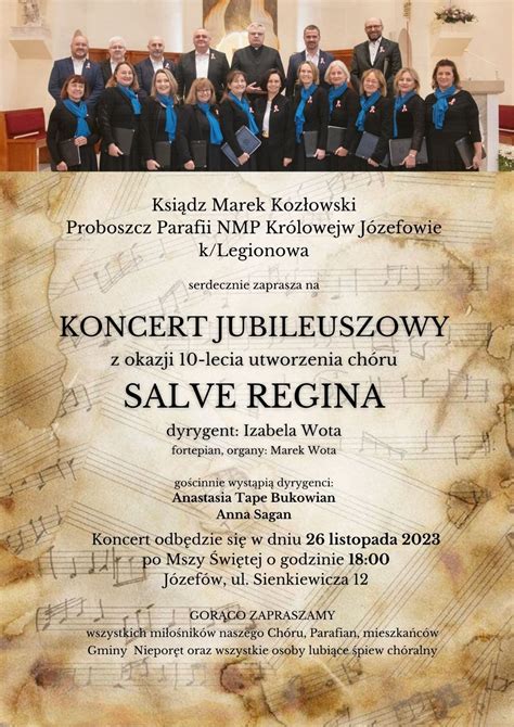 Koncert Jubileuszowy Z Okazji Lecia Ch Ru Salve Regina Gmina Niepor T