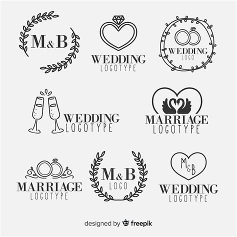 Hand Drawn Wedding Logo Collection Free Vector Templates Hd Stock