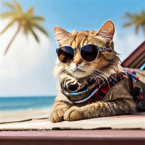 Premium Ai Image A Cat With Fashion Sunglasses Is Lying On The Roof