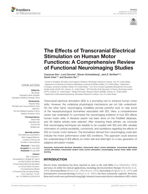 Pdf The Effects Of Transcranial Electrical Stimulation On Human Motor