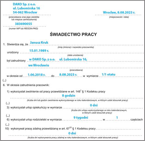 Sporządzanie świadectwa pracy po zmianach WINIEN CZY MA