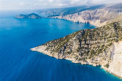 premium photo myrtos beach  blue bay  kefalonia island greece