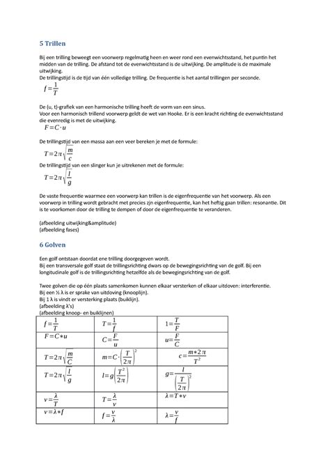 Aantekeningen H Trillingen En Golven Trillen Bij Een Trilling