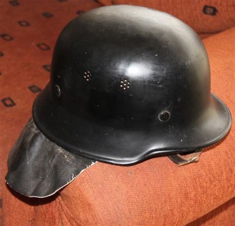 Headgear Original Ww2 German M34 Police Helmet With Leather Neck