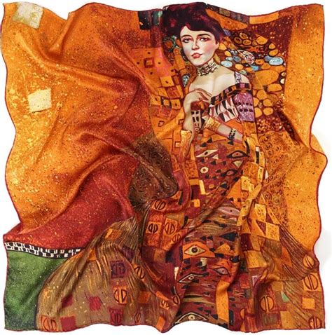 Prettystern Art Nouveau Painting Silk Gold Scarf Shawl Gustav