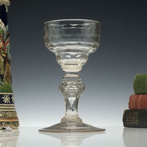 Bohemian 18th Century Facet Cut Glass Wine Goblet C1730 Drinking Glasses Exhibit Antiques