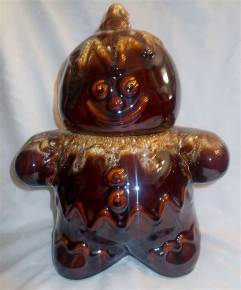 Vintage Antique Hull Brown Pottery Gingerbread Man Cookie Jar Pottery