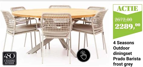 4 Seasons Outdoor Diningset Prado Barista Frost Grey Aanbieding Bij