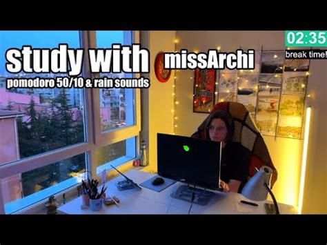 Study With Me Live Hours I Pomodoro Timer Rain Sounds