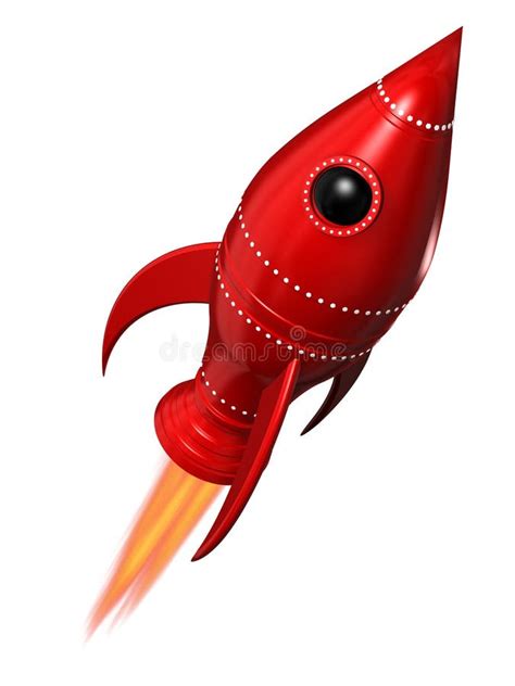 Red Retro Rocket Ship Stock Illustration Illustration Of Rivets 48179528