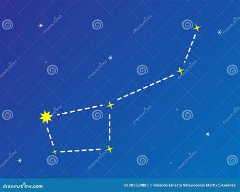 Ursa Major Constellation Illustration Starry Night Sky Stock