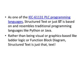 Plc Structured Text St Programming Pptx