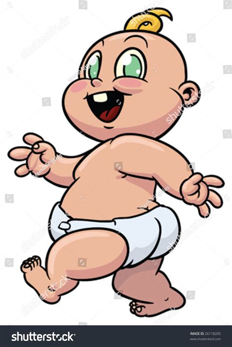 Cute Cartoon Baby Walking Stock Vector 26118205 Shutterstock