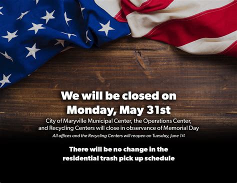 All City Offices Will Be Closed For Memorial Day Holiday