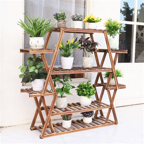 Extra Large Multi Tier Wood Flower Rack Plant Stand Bonsai Shelf Indoor