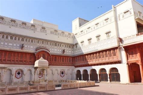 Palace Inside Junagarh Fort with Decorative Gallery, Hall & Carved Balconies Editorial Stock ...