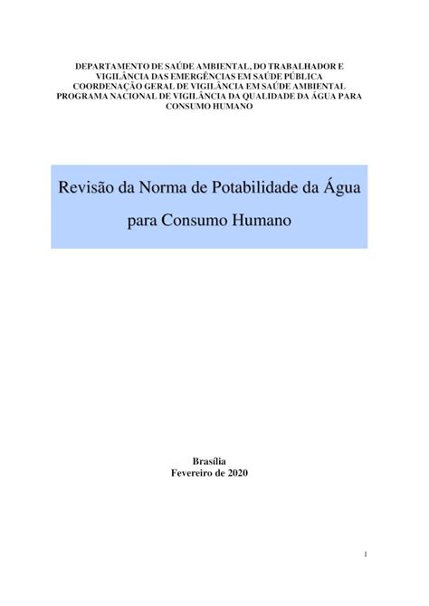 Pdf Revis O Da Norma De Potabilidade Da Gua Para Qu Micos