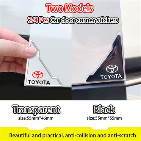 24 Pcs Toyota Black Transparent Car Door Corner Stickers Anti